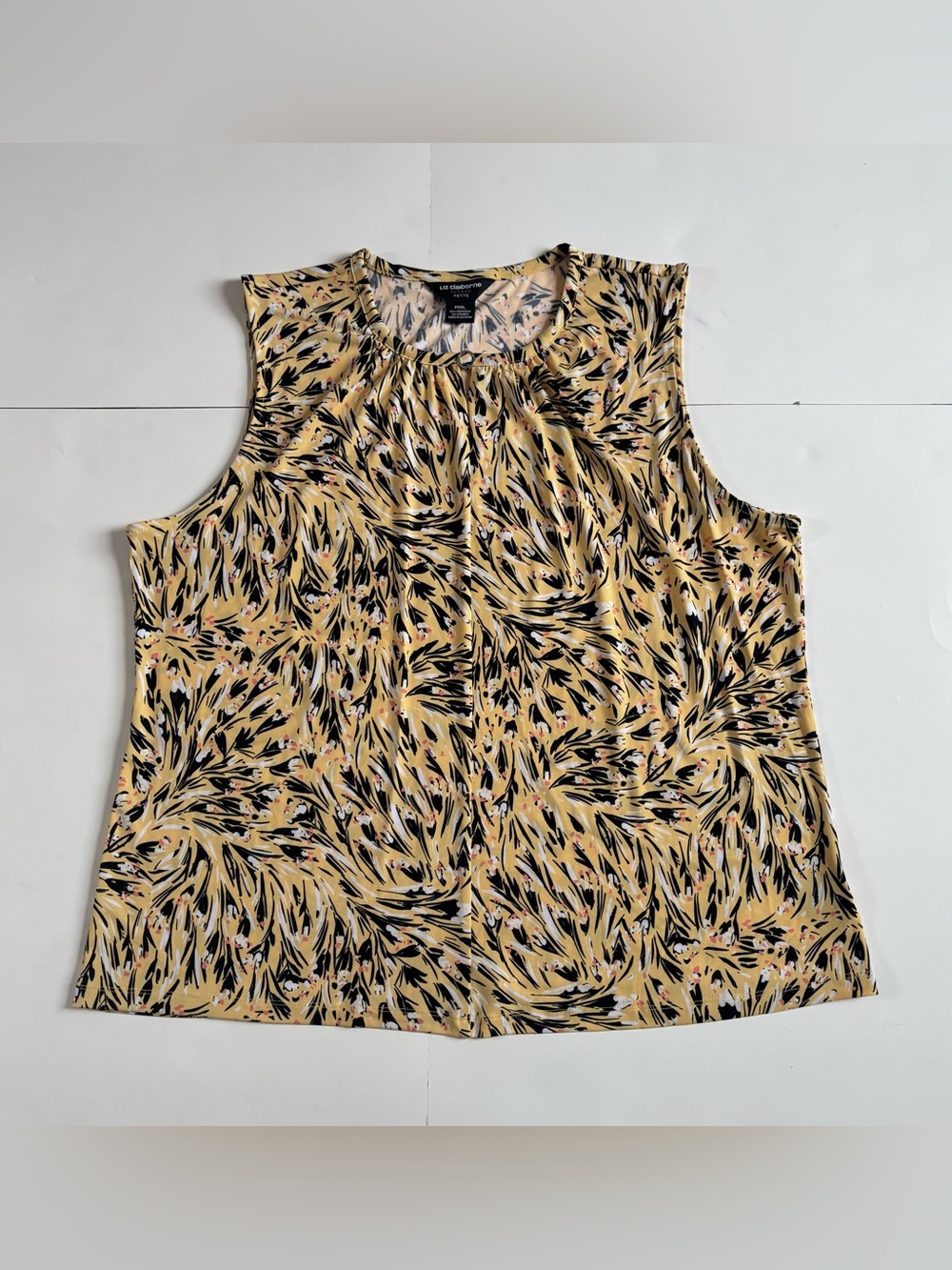 Liz Claiborne Black and Yellow Abstract Sleeveless Camisole